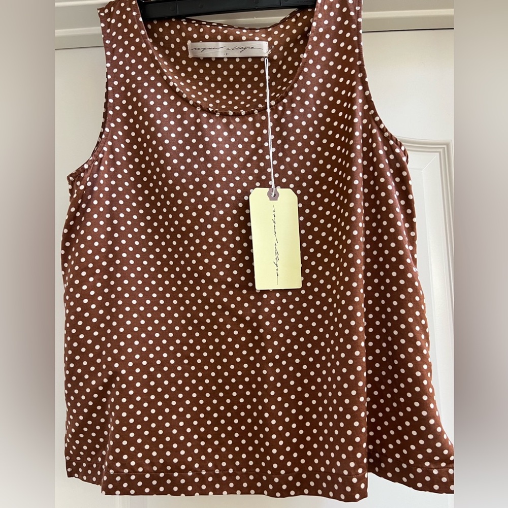 Raquel Allegra polka dot silk everyday tank, size 2
